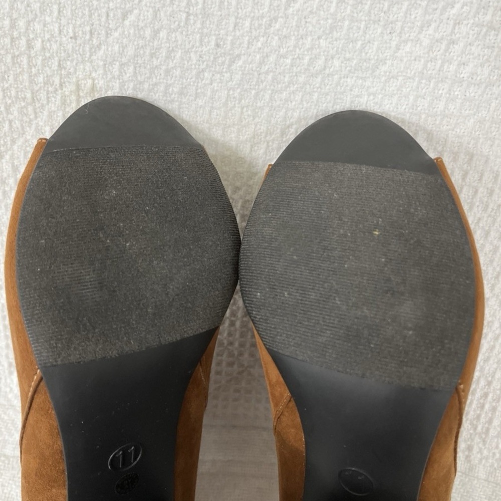 A.N.A. "A New Approach" Cognac Suede Open Toe Heels - Picture 9 of 9